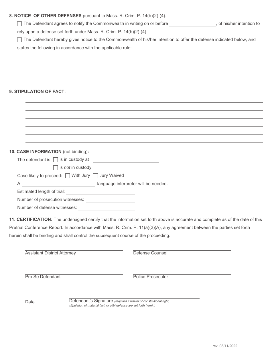 Pretrial Conference Report - Massachusetts, Page 3