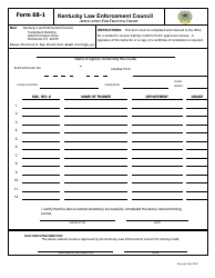 Document preview: Form 68-1 Application for Training Credit - Kentucky