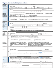 Form SBE-701/703.1 Virginia Absentee Ballot Application Form - Virginia