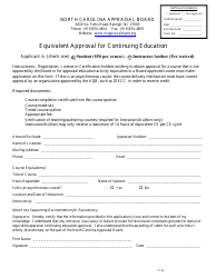 Equivalent Approval for Continuing Education - North Carolina