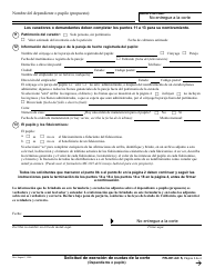 Formulario FW-001-GC Solicitud De Exencion De Cuotas De La Corte (Dependiente O Pupilo) - California (Spanish), Page 3