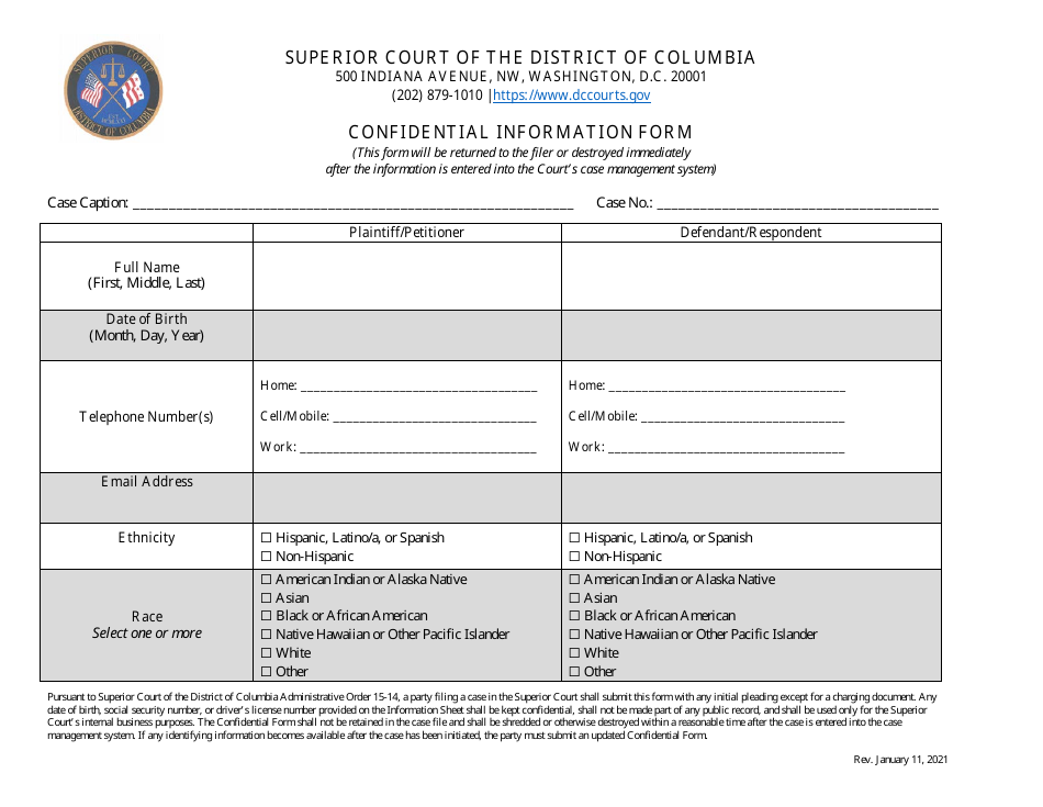 Complaint for Custody and / or Visitation - Washington, D.C., Page 8