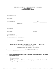 Document preview: Contested Answer to Complaint for Absolute Divorce and Counterclaim - Washington, D.C.