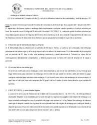 Orden De Embargo De Una Sentencia (Embargo De Sueldos, Ingresos, Salarios, Comisiones Y Pensiones) - Washington, D.C. (Spanish), Page 4