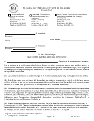 Document preview: Orden De Embargo (Que No Sean Sueldos, Salarios O Comisiones) - Washington, D.C. (Spanish)