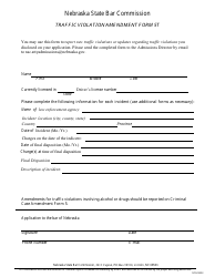 Form 5T (NSBC2:05T) Traffic Violation Amendment Form - Nebraska