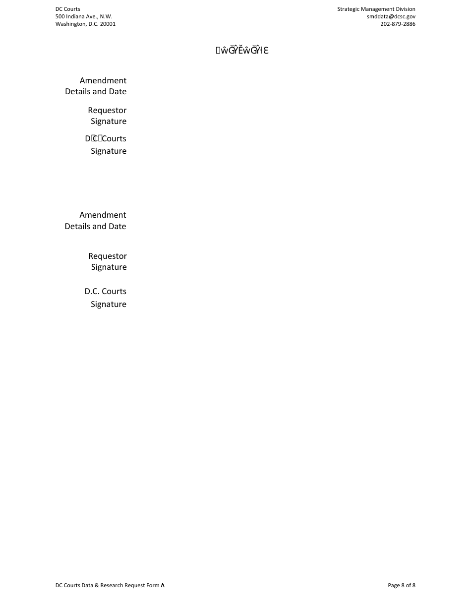 Form A Data and Research Request Form (Public Requestors) - Washington, D.C., Page 8