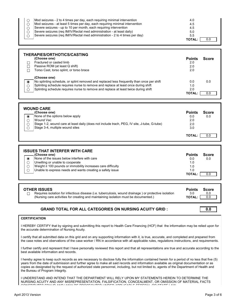Private Duty Nursing Acuity Grid - Utah, Page 3