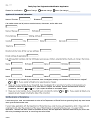 Form OLA-117 Family Day Care Registration Modification Application - South Dakota
