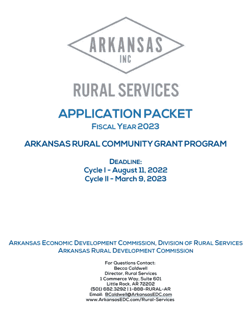 Arkansas Rural Community Grant Program Application - Arkansas Download Pdf