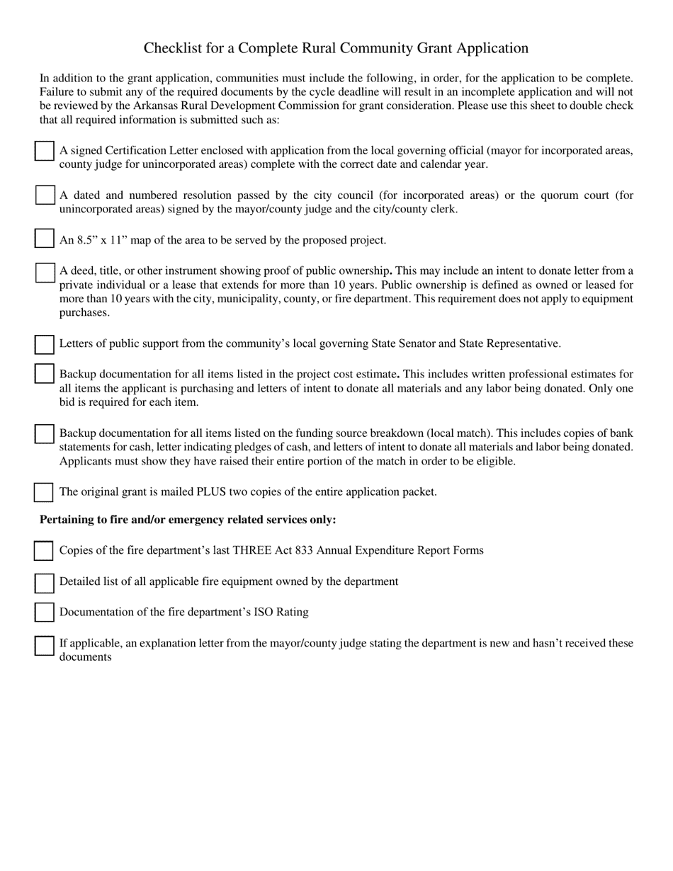 Arkansas Rural Community Grant Program Application - Arkansas, Page 14