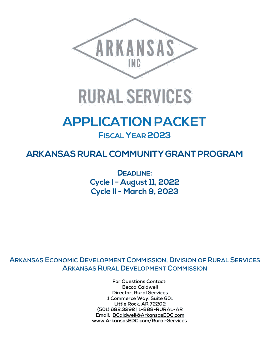 Arkansas Rural Community Grant Program Application - Arkansas, Page 1
