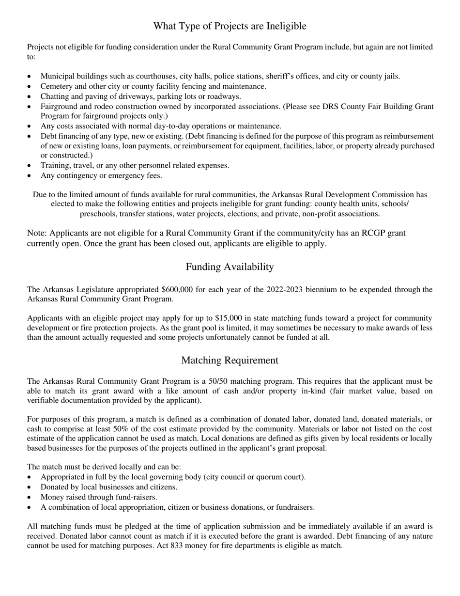 Arkansas Rural Community Grant Program Application - Arkansas, Page 3