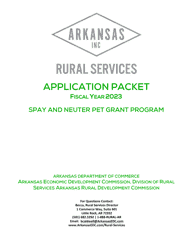 Spay and Neuter Pet Grant Program Application - Arkansas
