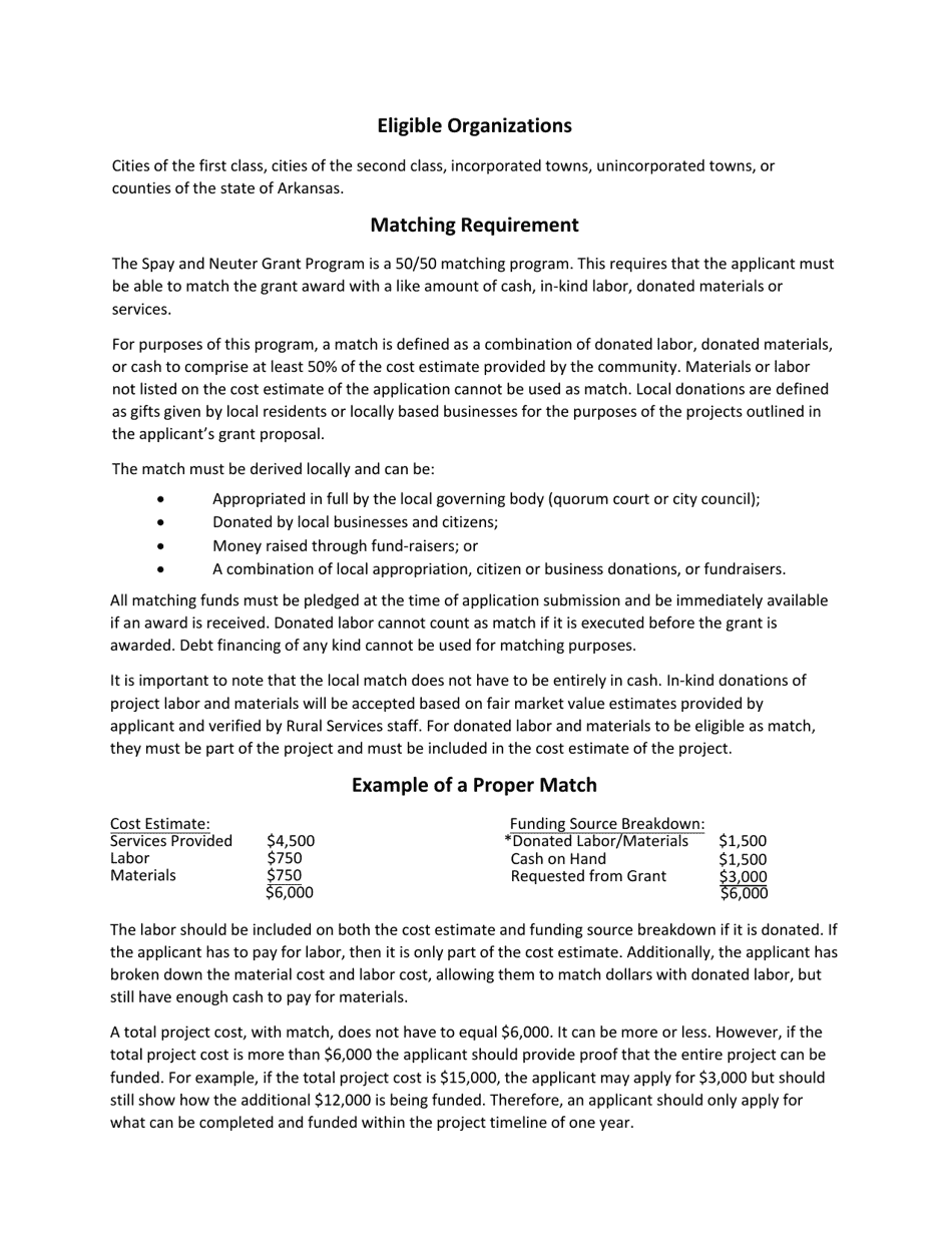 Spay and Neuter Pet Grant Program Application - Arkansas, Page 3