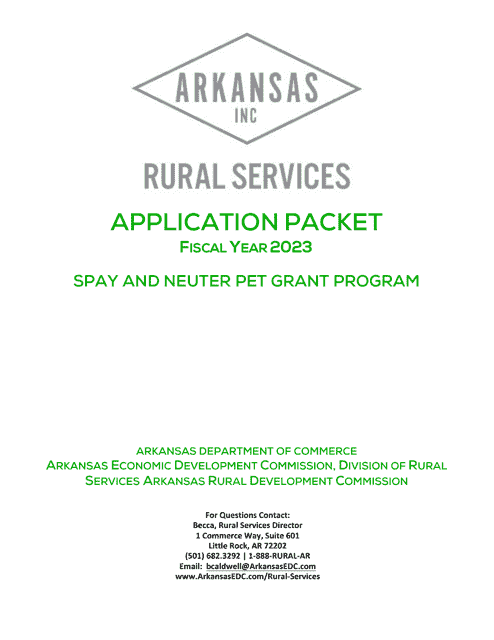 Spay and Neuter Pet Grant Program Application - Arkansas, 2023