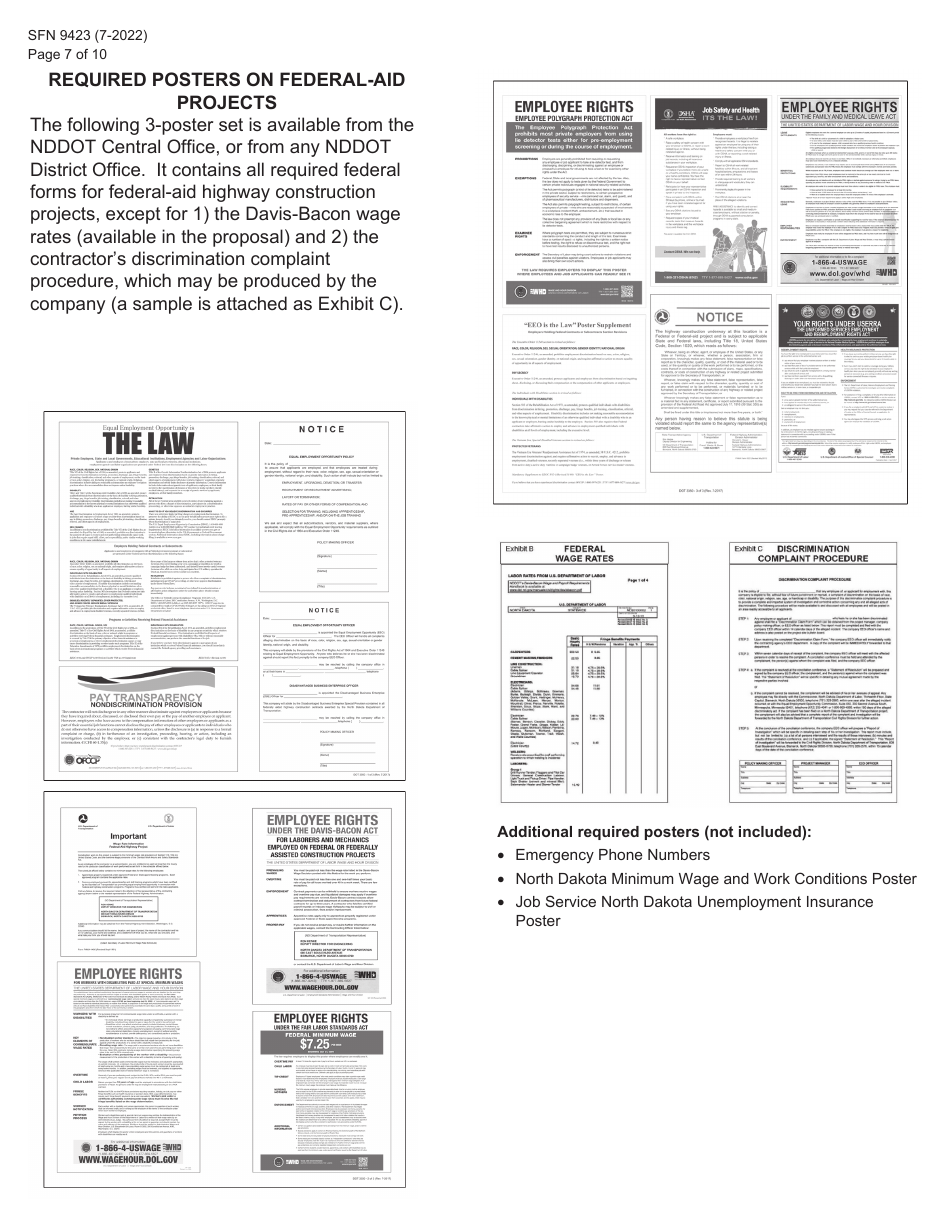 Form SFN9423 Pre-construction Conference - Equal Employment Opportunity (EEO), Title VI, Labor Standards, and Dbe Participation Information - North Dakota, Page 7