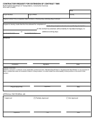 Document preview: Form SFN14461 Contractor Request for Extension of Contract Time - North Dakota