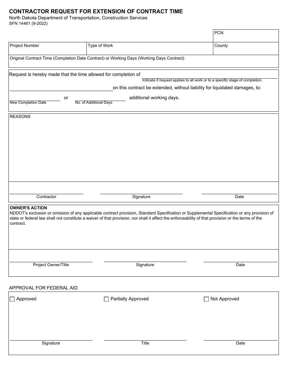 Form SFN14461 Download Fillable PDF or Fill Online Contractor Request ...