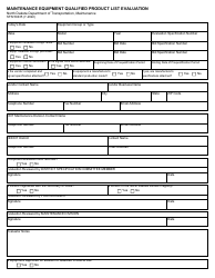 Document preview: Form SFN59435 Maintenance Equipment Qualified Product List Evaluation - North Dakota