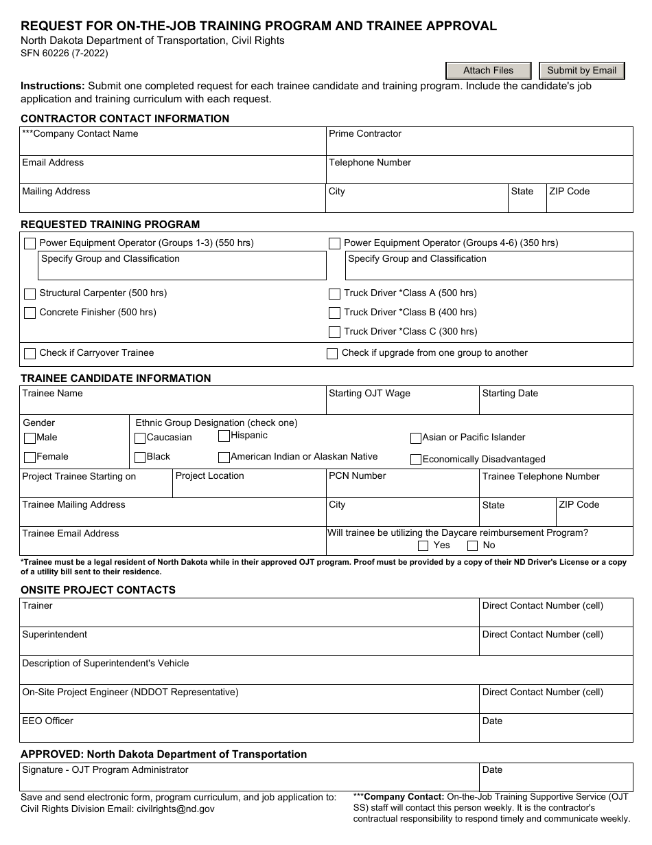 Form SFN60226 Download Fillable PDF or Fill Online Request for on-The ...