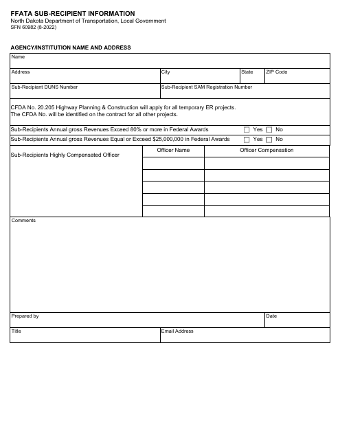 Form SFN60982  Printable Pdf