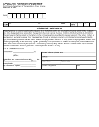 Document preview: Form SFN62123 Application for Minor Sponsorship - North Dakota