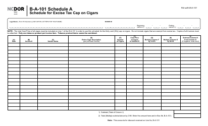 Form B-A-101 Schedule A Schedule for Excise Tax CAP on Cigars - North Carolina, Page 2
