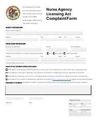 Document preview: Nurse Agency Licensing Act Complaint Form - Illinois