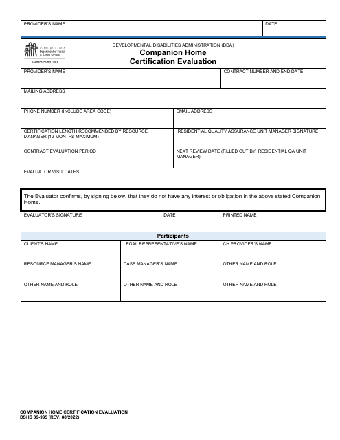 DSHS Form 09-995  Printable Pdf