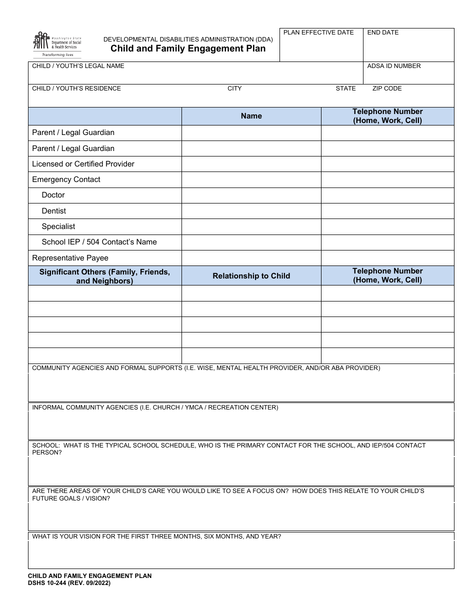 DSHS Form 10-244 Download Printable PDF or Fill Online Child and Family ...