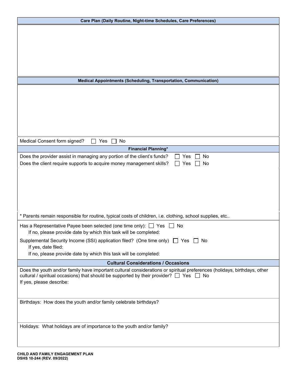 DSHS Form 10-244 Download Printable PDF or Fill Online Child and Family ...