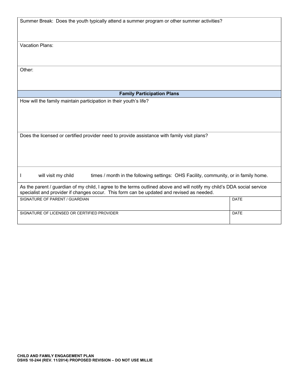 DSHS Form 10-244 Child and Family Engagement Plan - Washington, Page 3