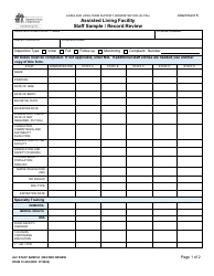 DSHS Form 10-369 Attachment K Assisted Living Facility Staff Sample/Record Review - Washington