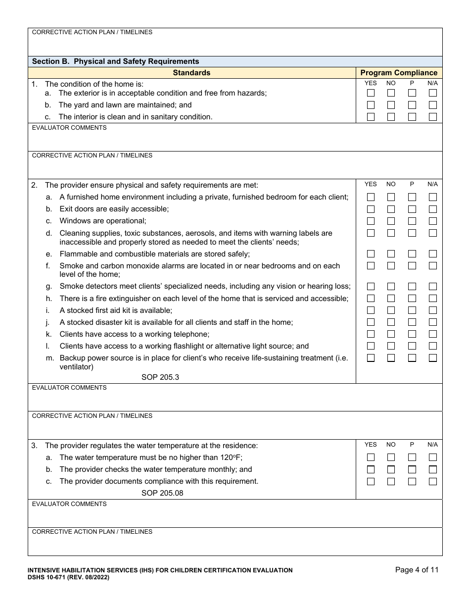 DSHS Form 10-671 Intensive Habilitation Services for Children Certification Evaluation - Washington, Page 4