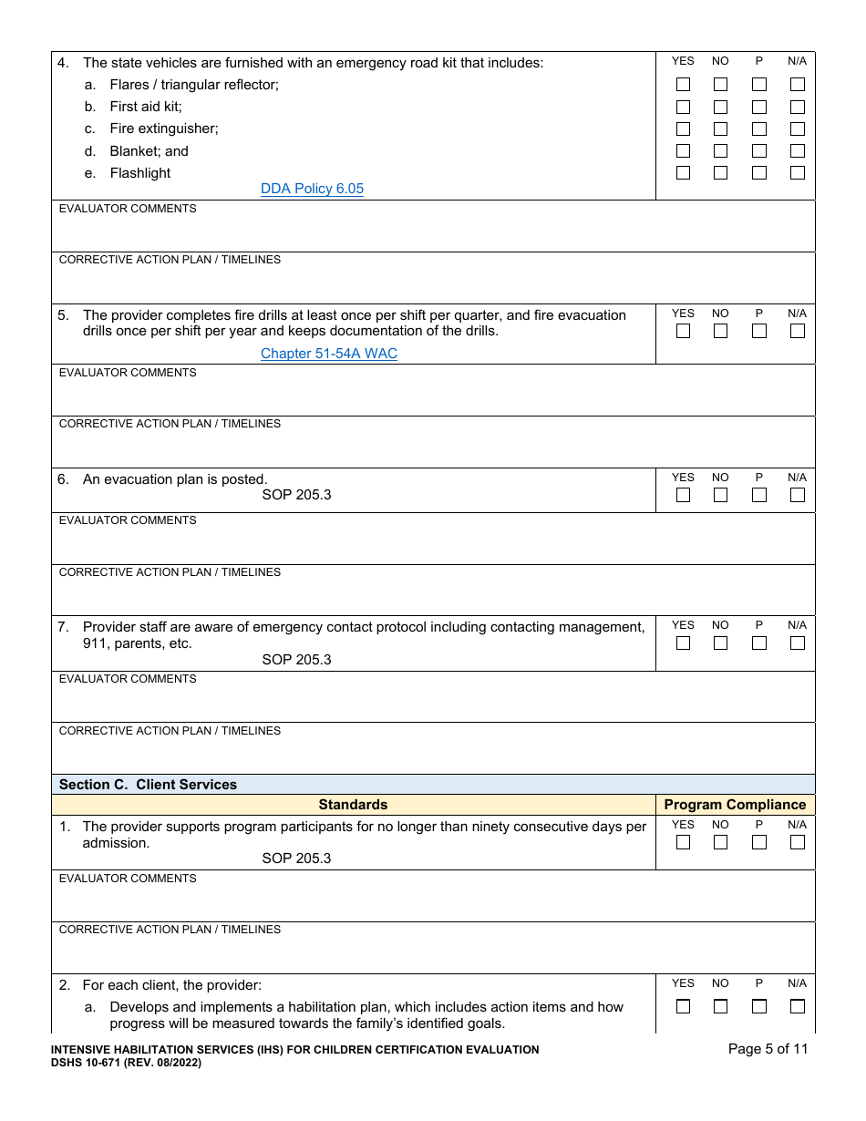 DSHS Form 10-671 Intensive Habilitation Services for Children Certification Evaluation - Washington, Page 5