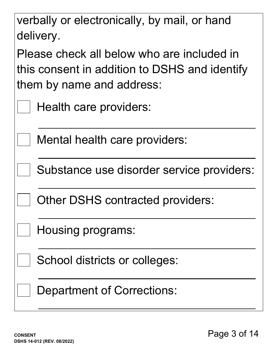 DSHS Form 14-012 Consent (Large Print) - Washington, Page 3