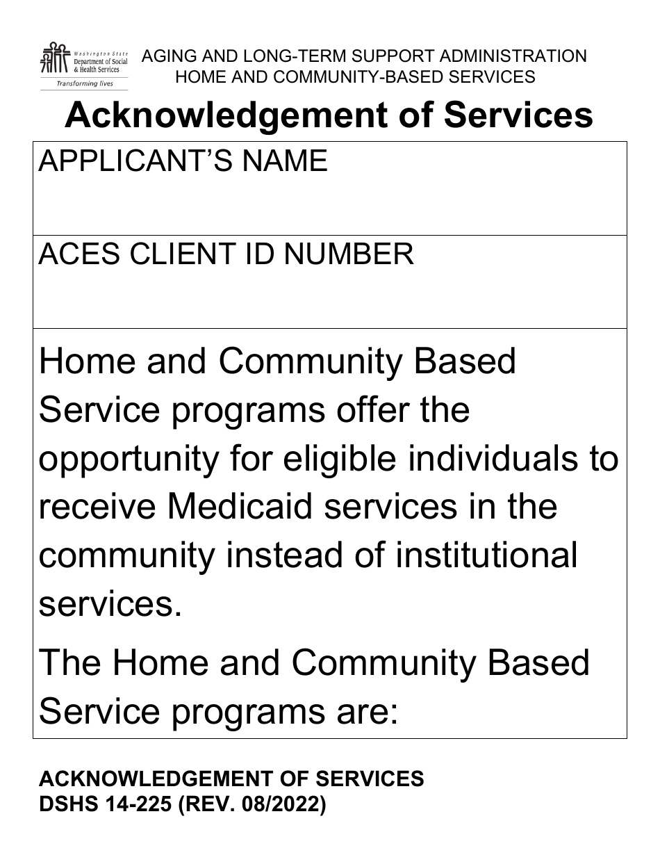 DSHS Form 14225 Fill Out, Sign Online and Download Fillable PDF