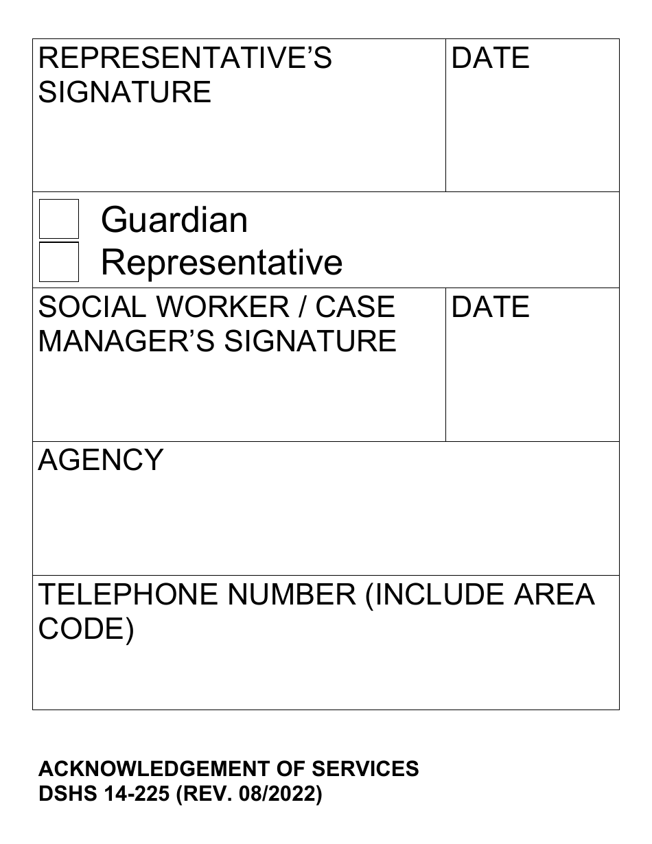 DSHS Form 14-225 Acknowledgement of Services (Large Print) - Washington, Page 3