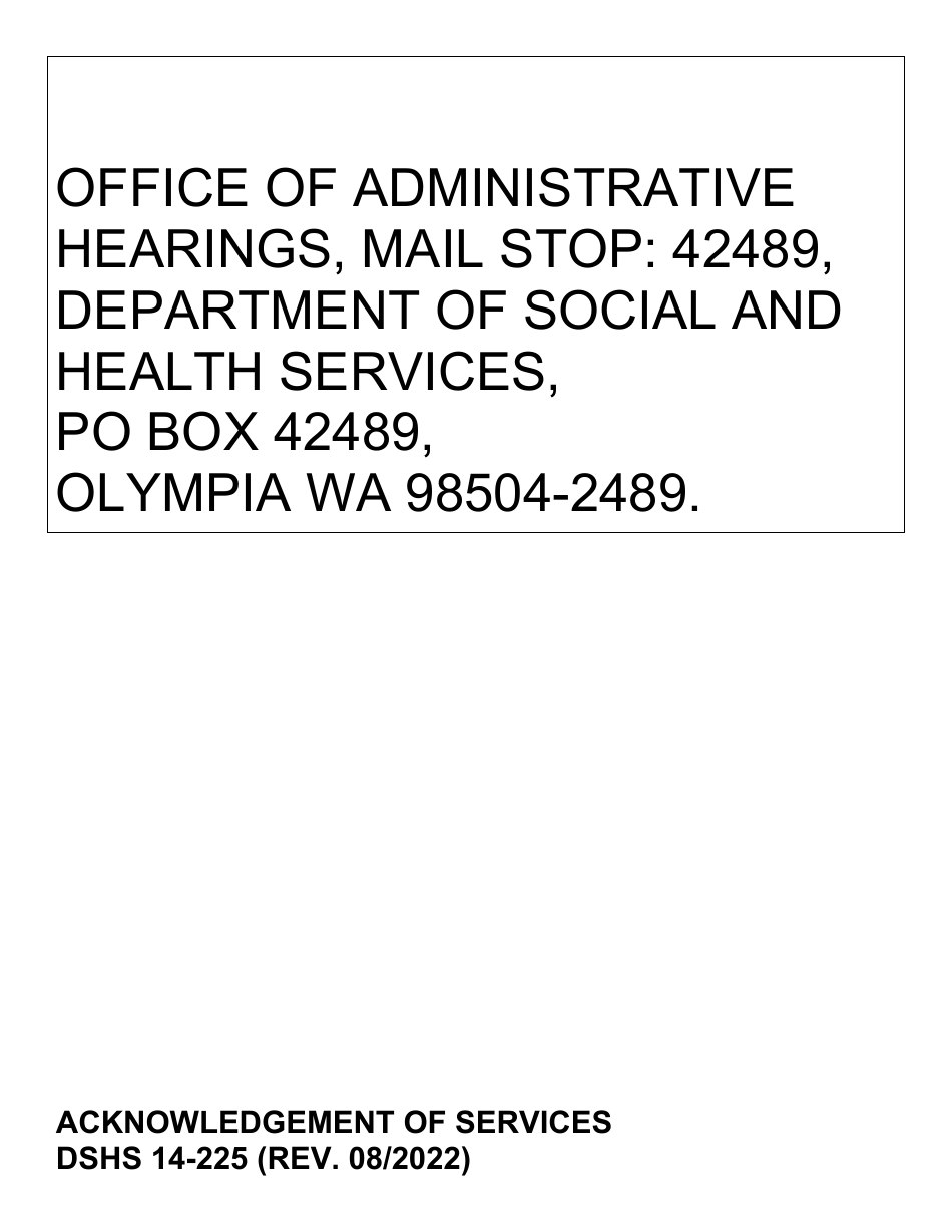 DSHS Form 14-225 Acknowledgement of Services (Large Print) - Washington, Page 5