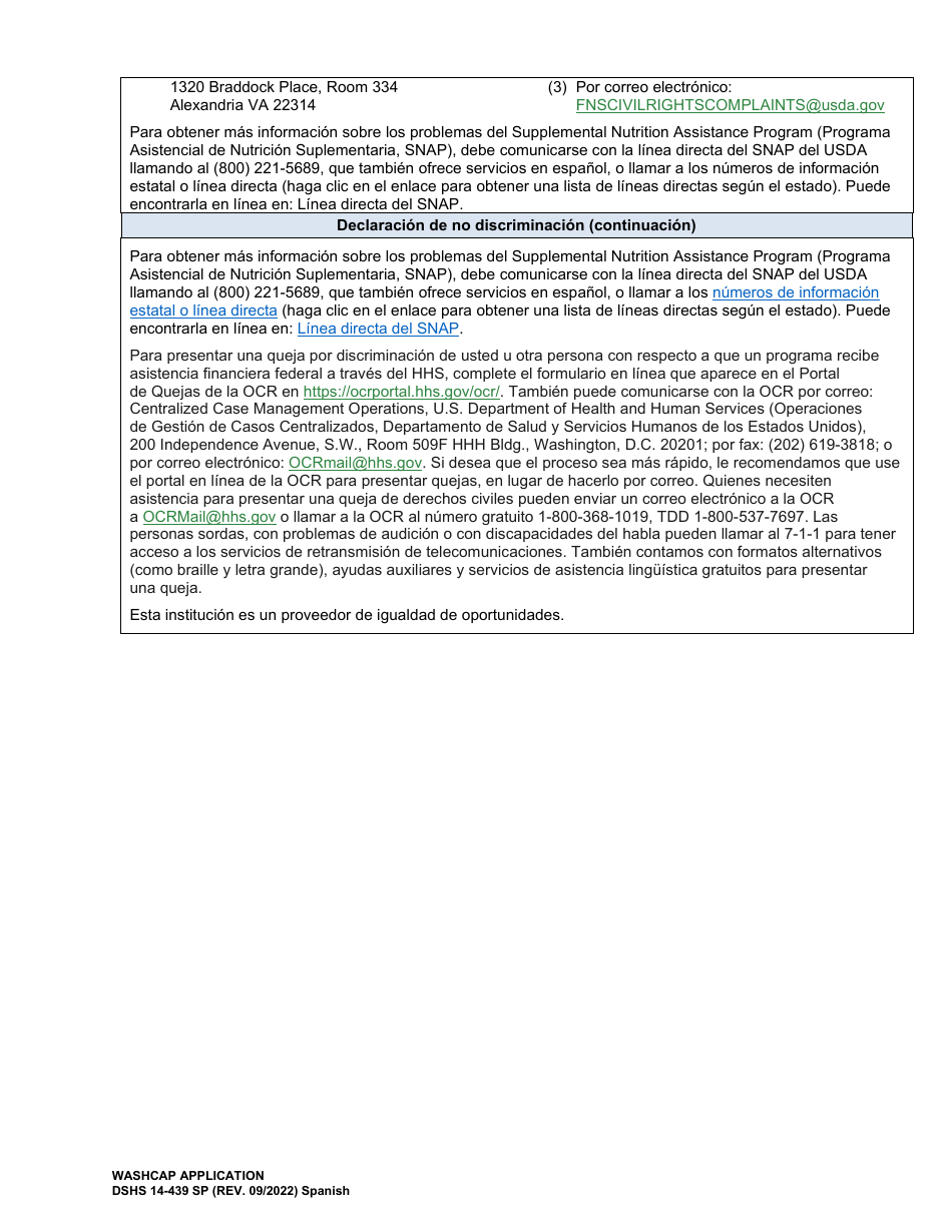 DSHS Formulario 14-439 Washcap Solicitud - Washington (Spanish), Page 3