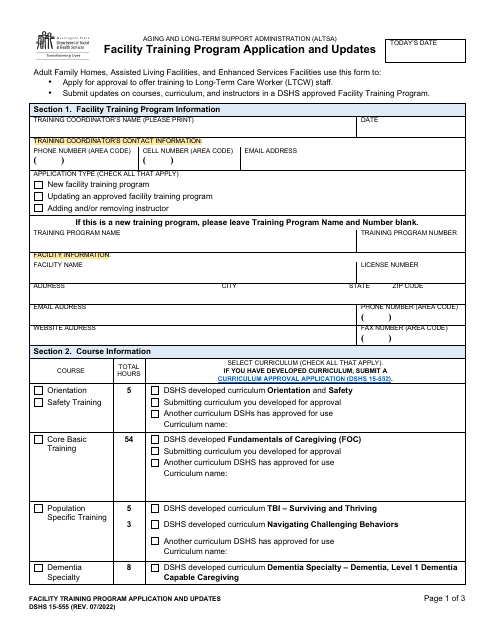 DSHS Form 15-555  Printable Pdf