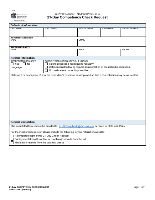 DSHS Form 15-593  Printable Pdf