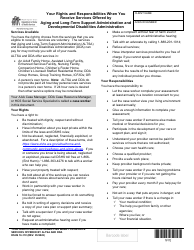 DSHS Form 16-172 Your Rights and Responsibilities When You Receive Services Offered by Aging and Disability Services Administration and Developmental Disabilities Administration - Washington