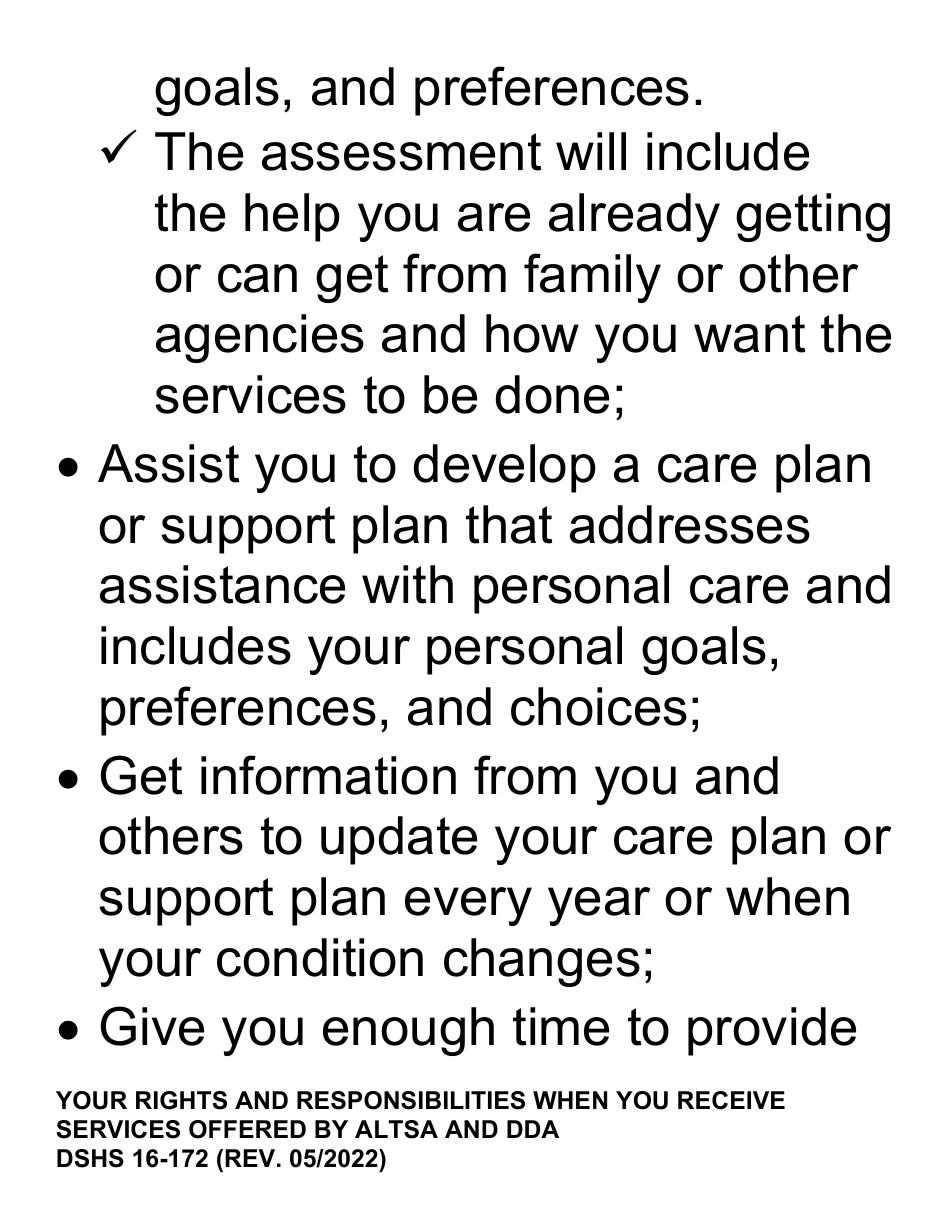 DSHS Form 16-172 Your Rights and Responsibilities When You Receive Services Offered by Aging and Disability Services Administration and Developmental Disabilities Administration (Large Print) - Washington, Page 11