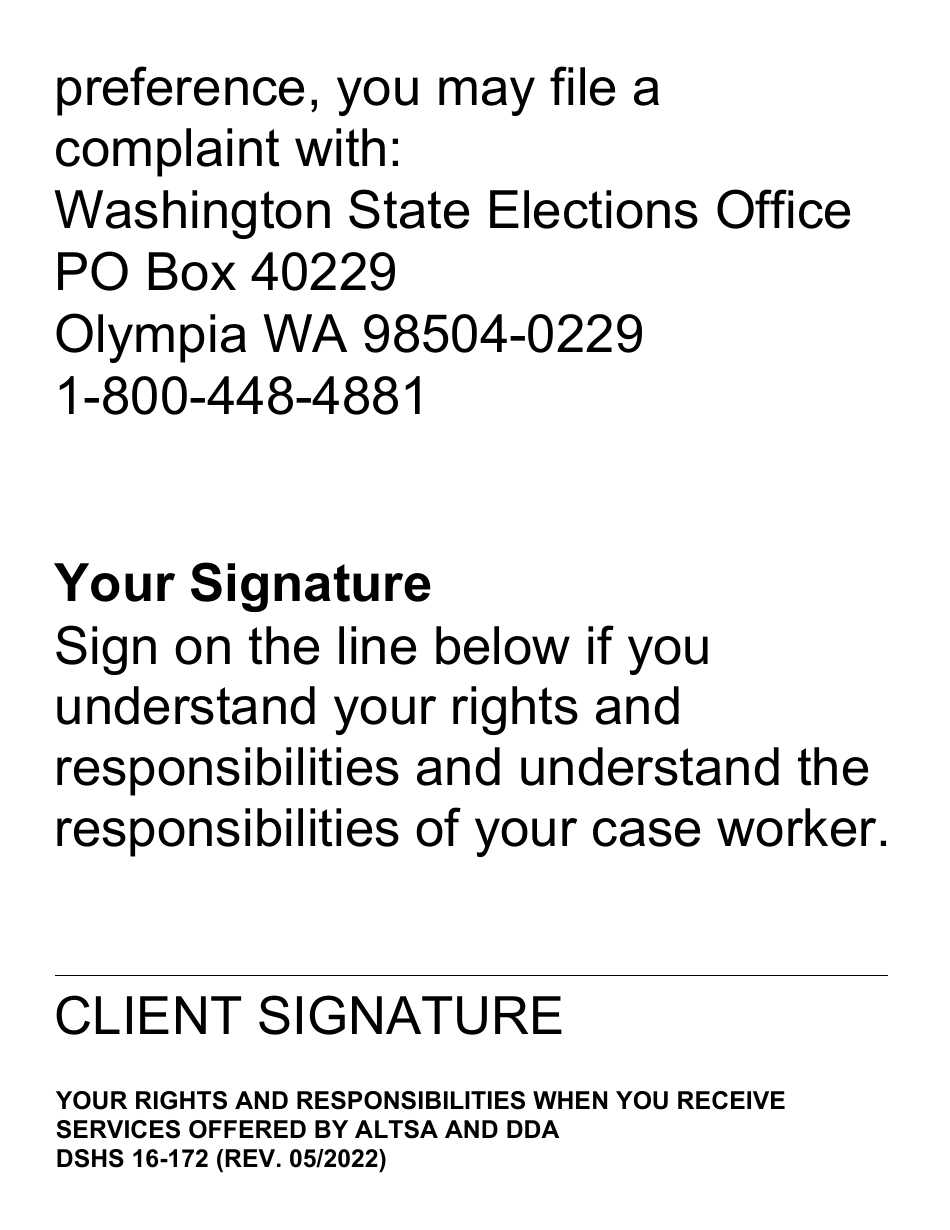 DSHS Form 16-172 Download Printable PDF or Fill Online Your Rights and ...