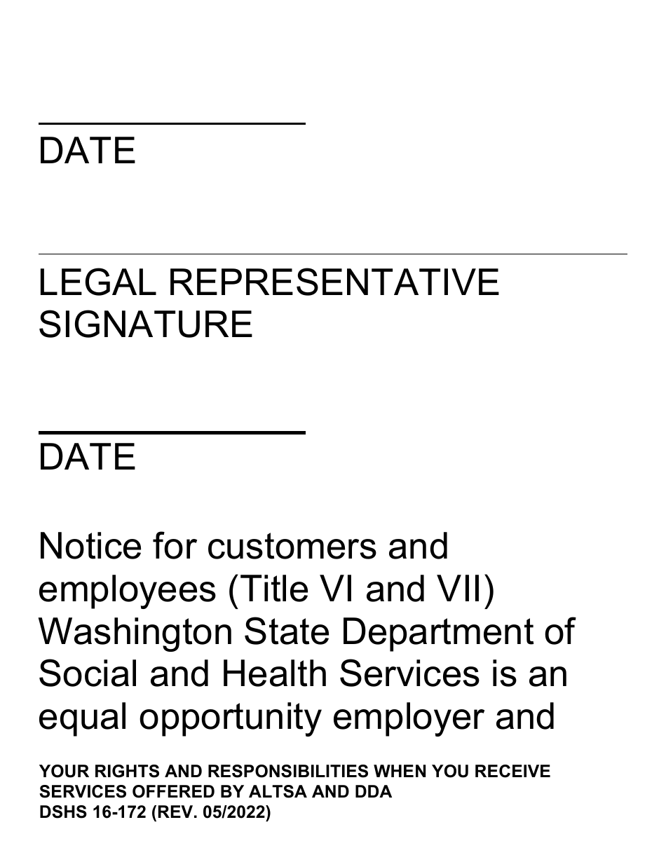 DSHS Form 16-172 Download Printable PDF or Fill Online Your Rights and ...