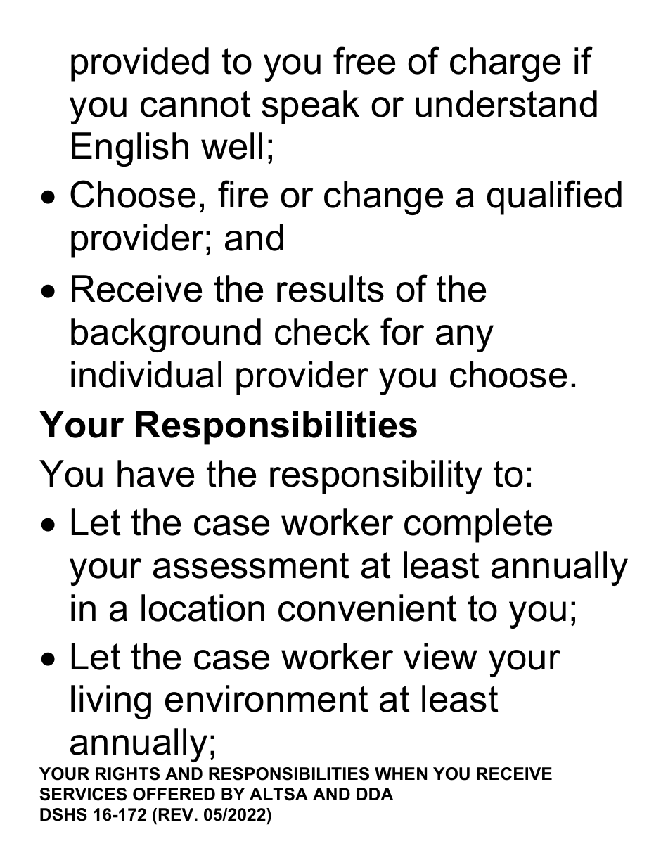 DSHS Form 16-172 Your Rights and Responsibilities When You Receive Services Offered by Aging and Disability Services Administration and Developmental Disabilities Administration (Large Print) - Washington, Page 7
