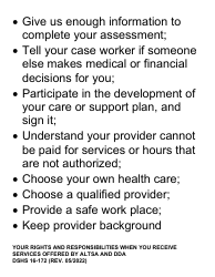 DSHS Form 16-172 Your Rights and Responsibilities When You Receive Services Offered by Aging and Disability Services Administration and Developmental Disabilities Administration (Large Print) - Washington, Page 8