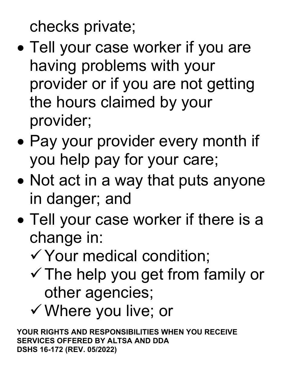 DSHS Form 16-172 Your Rights and Responsibilities When You Receive Services Offered by Aging and Disability Services Administration and Developmental Disabilities Administration (Large Print) - Washington, Page 9